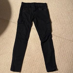 Black cargo skinny jeans.